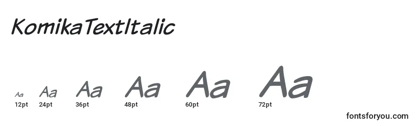 Размеры шрифта KomikaTextItalic