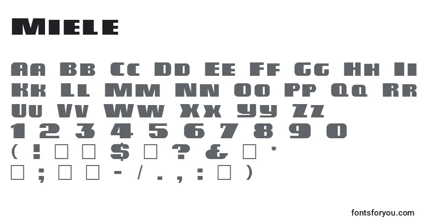Miele-fontti – aakkoset, numerot, erikoismerkit