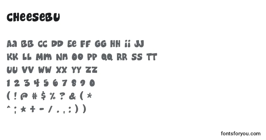 Czcionka Cheesebu – alfabet, cyfry, specjalne znaki