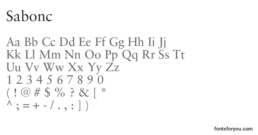 A fonte Sabonc – alfabeto, números, caracteres especiais