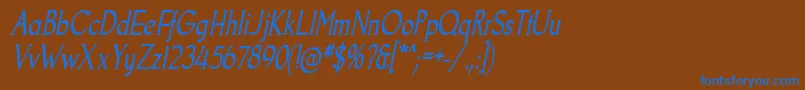 フォントGoodfishRgIt – 茶色の背景に青い文字