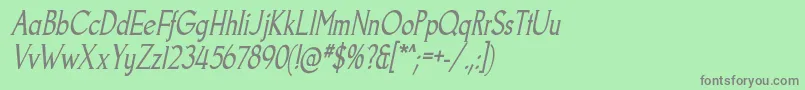 フォントGoodfishRgIt – 緑の背景に灰色の文字