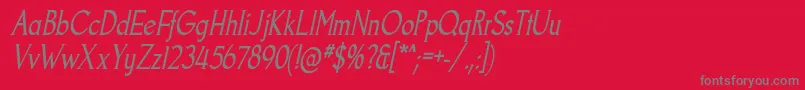 フォントGoodfishRgIt – 赤い背景に灰色の文字