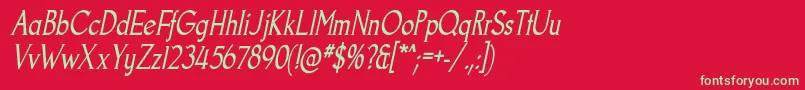 フォントGoodfishRgIt – 赤い背景に緑の文字