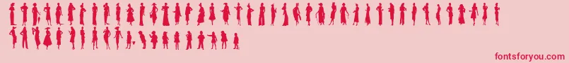 Sewingpatterns2-Schriftart – Rote Schriften auf rosa Hintergrund