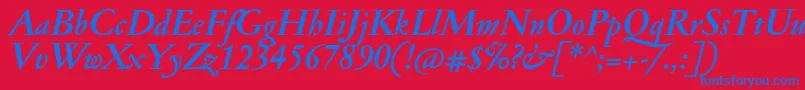 JannonmedBolditalic Font – Blue Fonts on Red Background