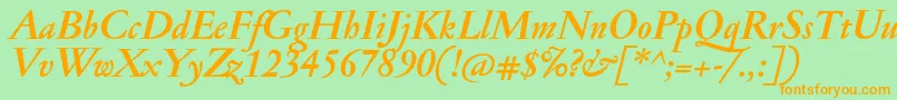 JannonmedBolditalic Font – Orange Fonts on Green Background