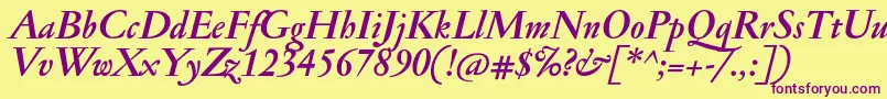 JannonmedBolditalic Font – Purple Fonts on Yellow Background