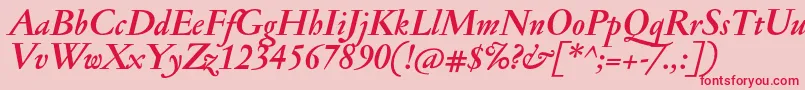 JannonmedBolditalic-Schriftart – Rote Schriften auf rosa Hintergrund