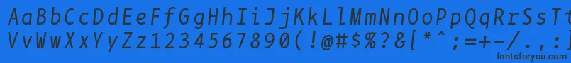 Czcionka BpmonoItalic – czarne czcionki na niebieskim tle