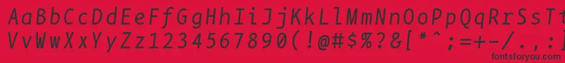 Czcionka BpmonoItalic – czarne czcionki na czerwonym tle