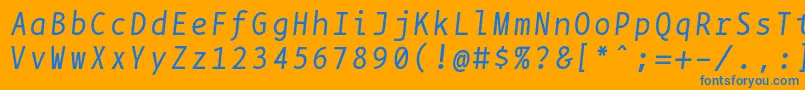 Czcionka BpmonoItalic – niebieskie czcionki na pomarańczowym tle