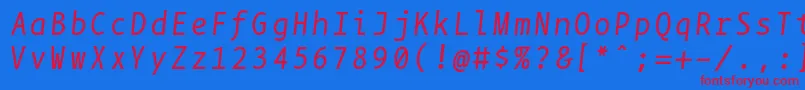 フォントBpmonoItalic – 赤い文字の青い背景