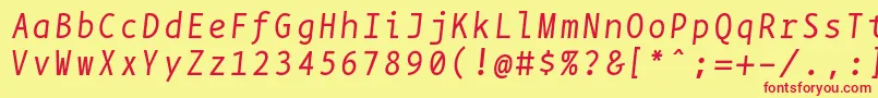 Czcionka BpmonoItalic – czerwone czcionki na żółtym tle