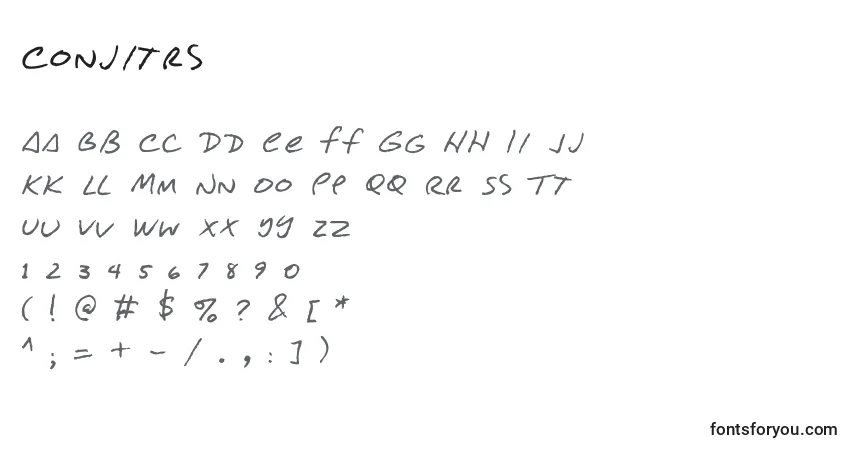 Schriftart Conjitrs – Alphabet, Zahlen, spezielle Symbole