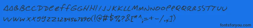 Conjitrs-Schriftart – Schwarze Schriften auf blauem Hintergrund