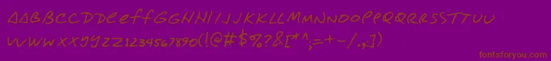 Fonte Conjitrs – fontes marrons em um fundo roxo