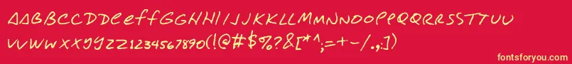 Conjitrs-Schriftart – Gelbe Schriften auf rotem Hintergrund