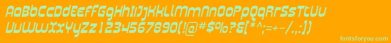 SfplasmaticaItalic-Schriftart – Grüne Schriften auf orangefarbenem Hintergrund