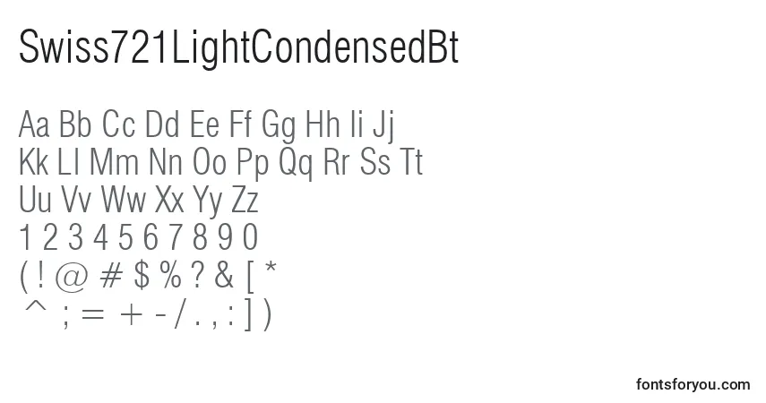 A fonte Swiss721LightCondensedBt – alfabeto, números, caracteres especiais