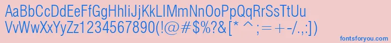 Fonte Swiss721LightCondensedBt – fontes azuis em um fundo rosa