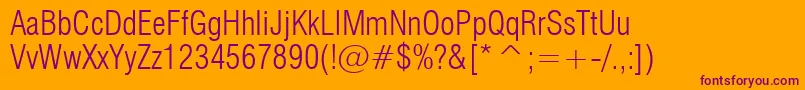 Swiss721LightCondensedBt Font – Purple Fonts on Orange Background