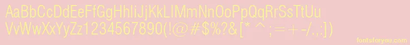 Swiss721LightCondensedBt-Schriftart – Gelbe Schriften auf rosa Hintergrund