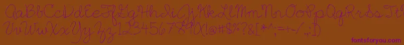 BmdEnglishEssay-Schriftart – Violette Schriften auf braunem Hintergrund