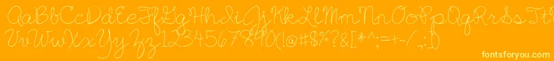 BmdEnglishEssay-Schriftart – Gelbe Schriften auf orangefarbenem Hintergrund