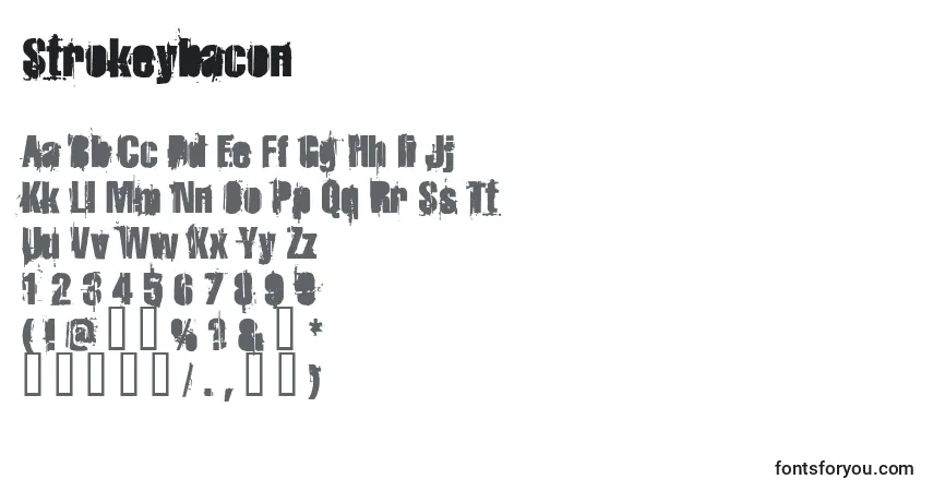 Czcionka Strokeybacon – alfabet, cyfry, specjalne znaki