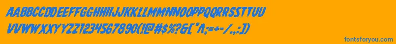 Direwolfital Font – Blue Fonts on Orange Background