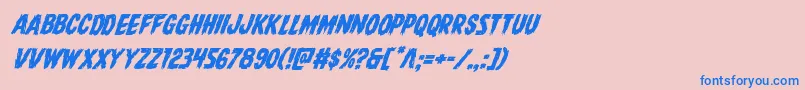 Direwolfital-Schriftart – Blaue Schriften auf rosa Hintergrund