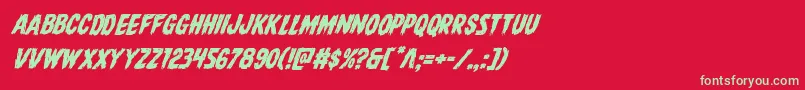 フォントDirewolfital – 赤い背景に緑の文字