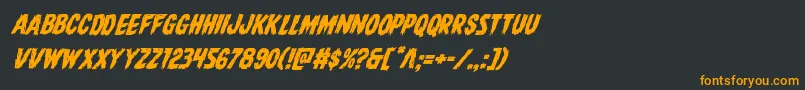Direwolfital-Schriftart – Orangefarbene Schriften auf schwarzem Hintergrund