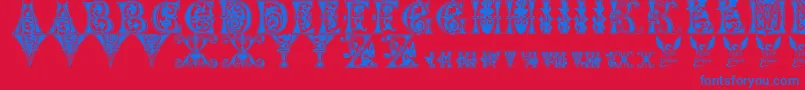 Floralmajuscules Font – Blue Fonts on Red Background