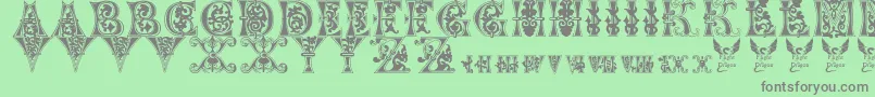Floralmajuscules Font – Gray Fonts on Green Background