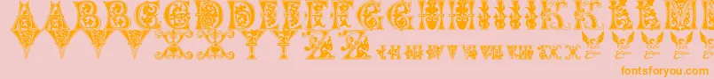 Floralmajuscules Font – Orange Fonts on Pink Background