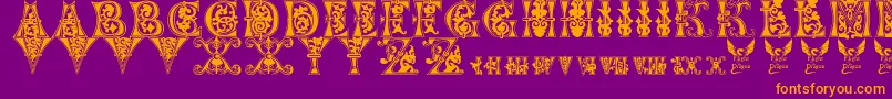 Floralmajuscules Font – Orange Fonts on Purple Background