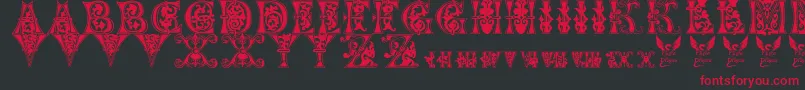 フォントFloralmajuscules – 黒い背景に赤い文字