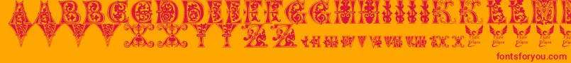 Floralmajuscules Font – Red Fonts on Orange Background