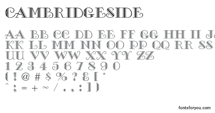 Czcionka Cambridgeside – alfabet, cyfry, specjalne znaki