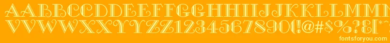 Cambridgeside-Schriftart – Gelbe Schriften auf orangefarbenem Hintergrund