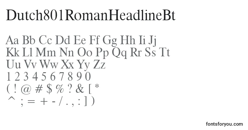A fonte Dutch801RomanHeadlineBt – alfabeto, números, caracteres especiais
