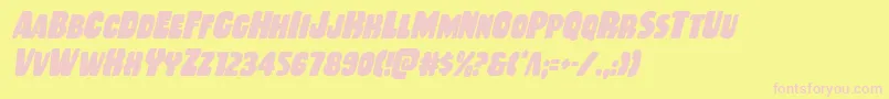 Rubberboycondital-fontti – vaaleanpunaiset fontit keltaisella taustalla