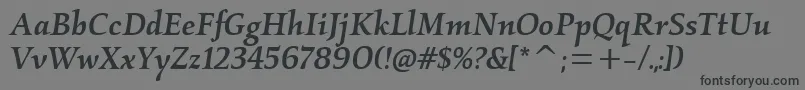 フォントKallosmditcTtMediumitalic – 黒い文字の灰色の背景