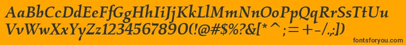 KallosmditcTtMediumitalic-Schriftart – Schwarze Schriften auf orangefarbenem Hintergrund