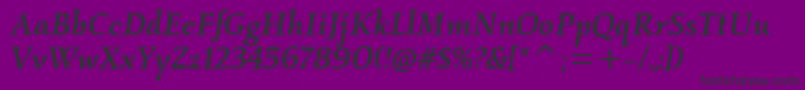 Fonte KallosmditcTtMediumitalic – fontes pretas em um fundo violeta
