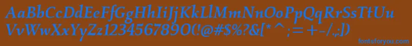フォントKallosmditcTtMediumitalic – 茶色の背景に青い文字