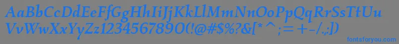 Шрифт KallosmditcTtMediumitalic – синие шрифты на сером фоне