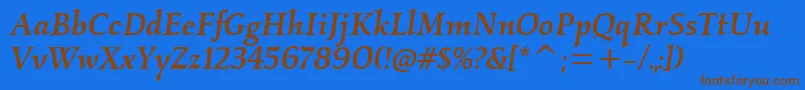 KallosmditcTtMediumitalic Font – Brown Fonts on Blue Background